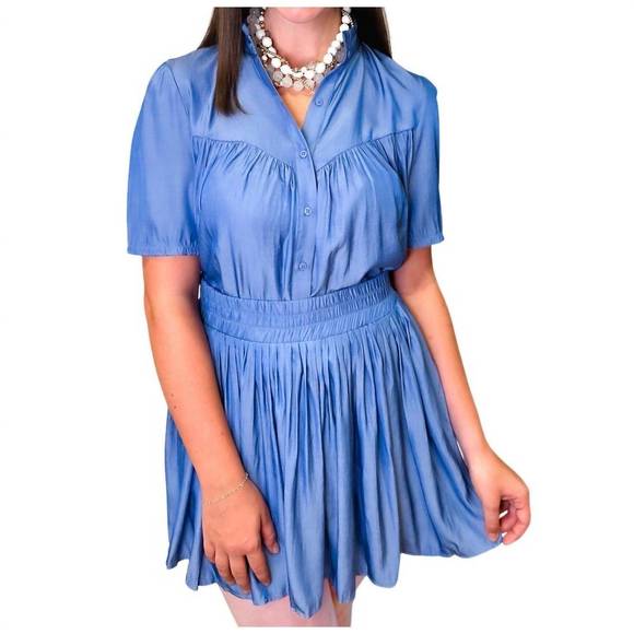 NEW TAYLOR TILLMAN stephanie skirt in chambray - Picture 1 of 1